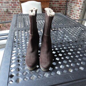 CAFE NOIR Women's Brown Suede Zip Up Wedge Heel Boots Size 39 (US 8.5)